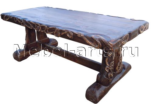 Стол из массива на заказ с красивыми резными орнаментами